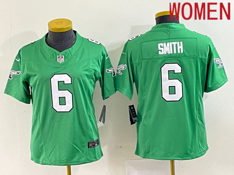 Women Philadelphia Eagles #6 Smith Green Nike Throwback Vapor Limited NFL Jersey->women nfl jersey->Women Jersey